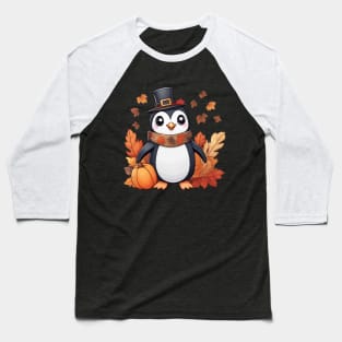 Cute Autumn Penguin Thanksgiving Baseball T-Shirt